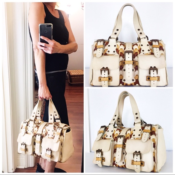 Mulberry Handbags - Mulberry Roxanne Tri-toned Woven Leather Satchel
